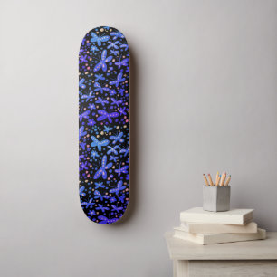 Skateboard Papillons de Nuit Bleus