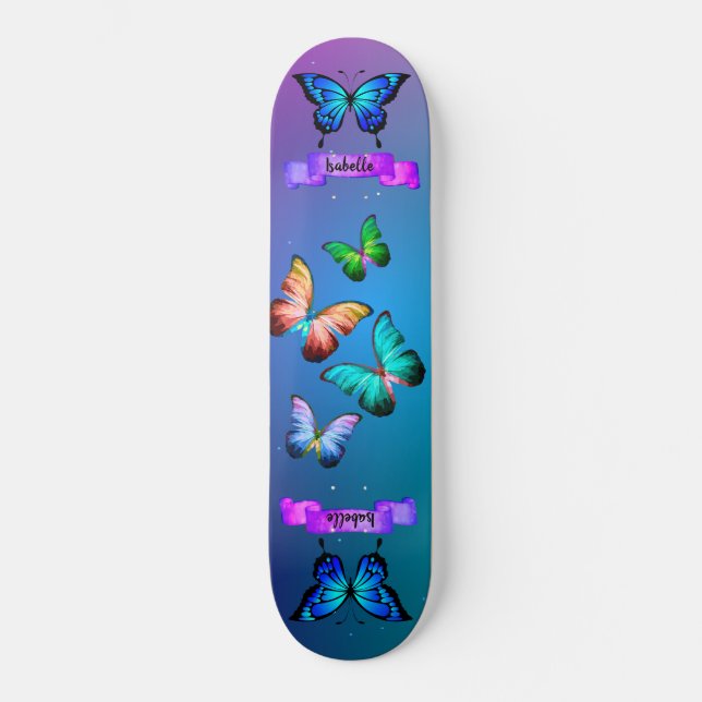 Skateboard Papillons diaphanes Aqua Dragonfly Mandala S (Recto)