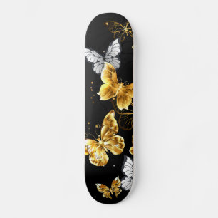 Skateboard Papillons d'or et de blanc