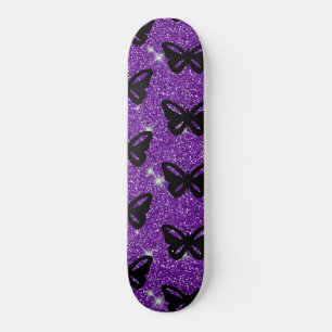 Skateboard Papillons Paillettes Violettes Voler Insectes Anim