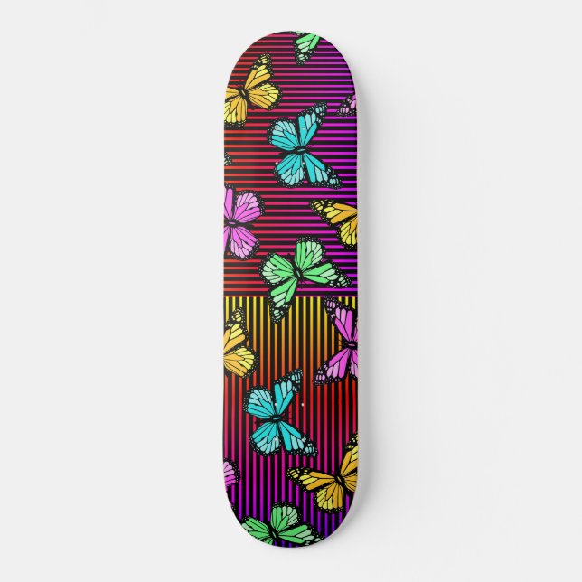 Skateboard Papillons Rainbow Lines (Recto)