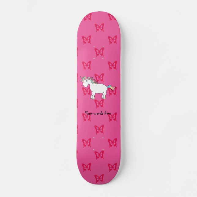 Skateboard Papillons rose caricorne mignon (Recto)
