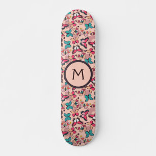 Skateboard Papillons rose Turquoise fille fille Whimsical