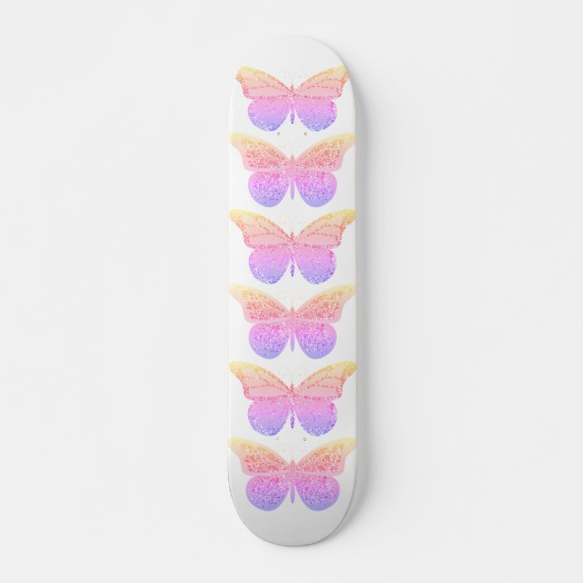 Skateboard Papillons Rose Violet Étincelle (Devant)