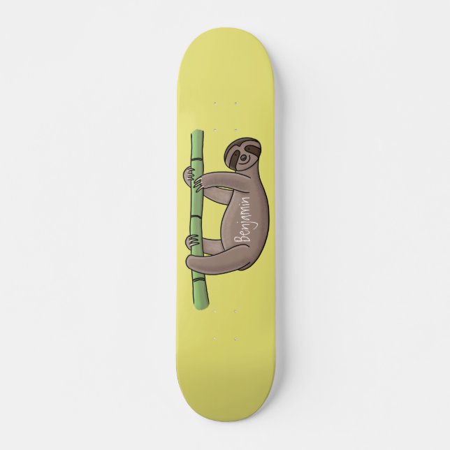 Skateboard Paresse souriante mignon sur dessin animé en bambo (Devant)