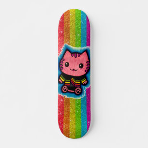 Skateboard Parties scintillant arc-en-ciel rose Kitty Chat il