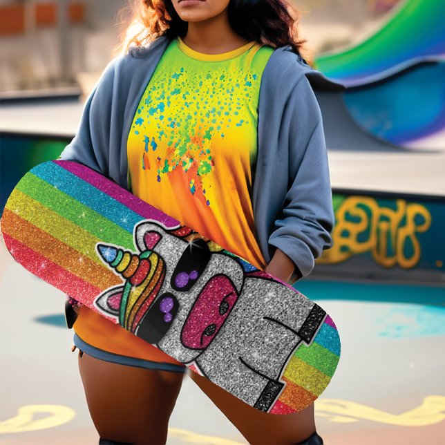 Skateboard Parties scintillant arc-en-ciel Unicorn étincelant (Créateur téléchargé)