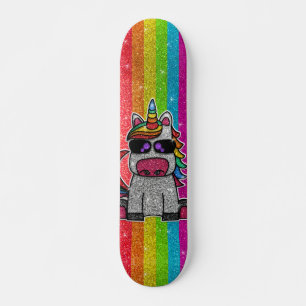 Skateboard Parties scintillant arc-en-ciel Unicorn étincelant