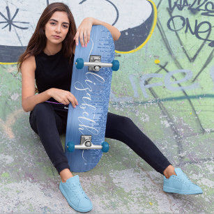 Skateboard Parties scintillant bleue à goutte personnalisée