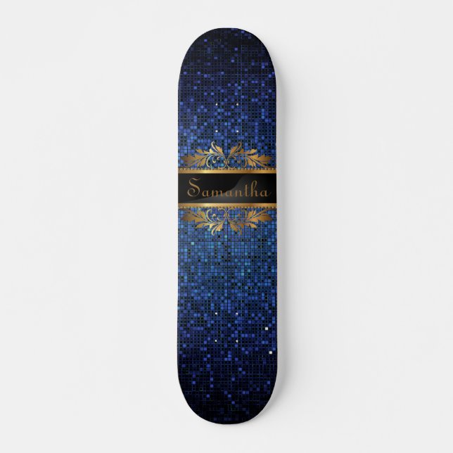 Skateboard Parties scintillant bleue Sequin Disco Old School  (Devant)