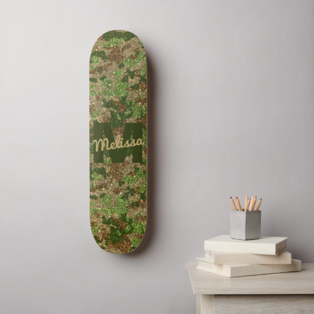 Skateboard Parties scintillant Camouflage Brown vert Camo Nom (Art mural)