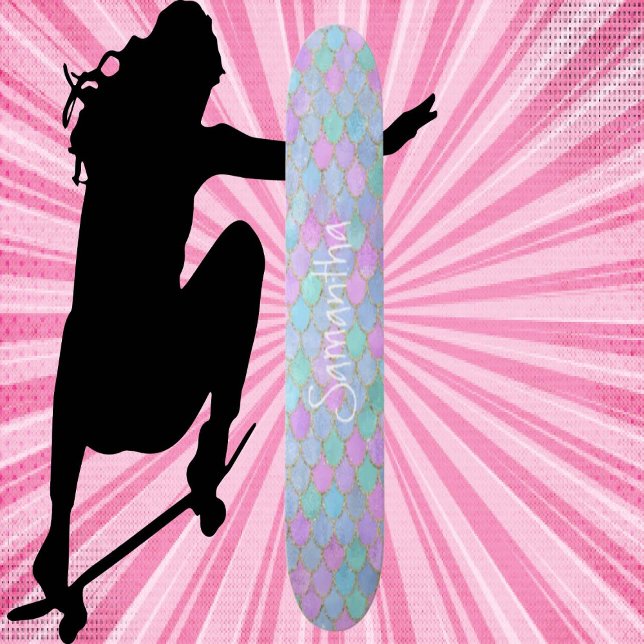 Skateboard Parties scintillant Custome fille sirène chic (Girl Power, Original and best online Zazzle skateboard shop- Urban Warrior)