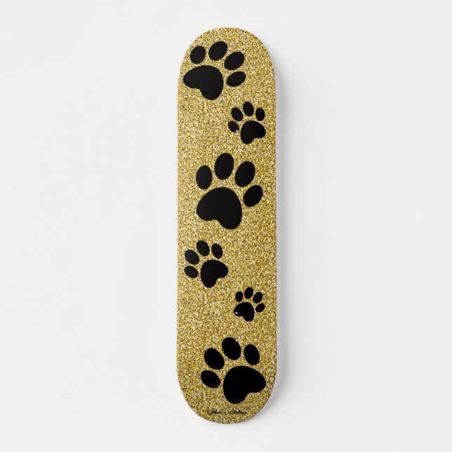 Skateboard Parties scintillant d'or Chien Empreintes de patte (Devant)