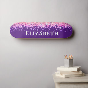 Skateboard Parties scintillant Faux Violet Et Rose Aesthétiqu