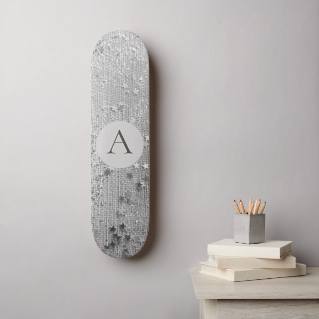 Skateboard Parties scintillant Monogram Silver Stardust sur S (Art mural)