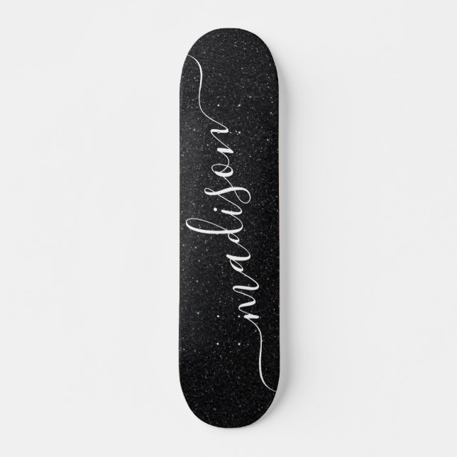 Skateboard Parties scintillant noire Shimmer Personnalisé Nom (Devant)