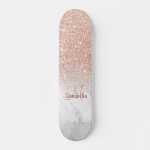 Skateboard parties scintillant or rose ombre marbre chic ajou