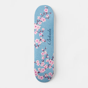 Skateboard Parties scintillant rose cerisier fleurs Monogramm