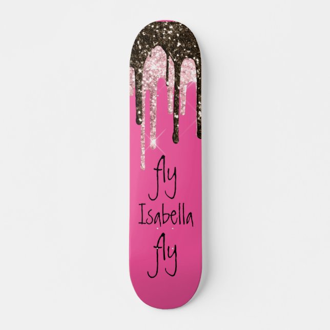 Skateboard Parties scintillant rose chaud Fille Épersion Nom  (Devant)