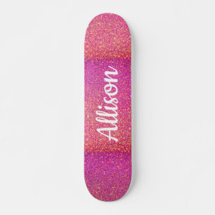 Skateboard Parties scintillant rose Fille Customisée
