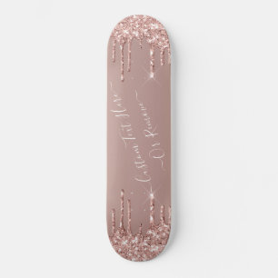 Skateboard Parties scintillant rose Gold Blush Éclats Texte 