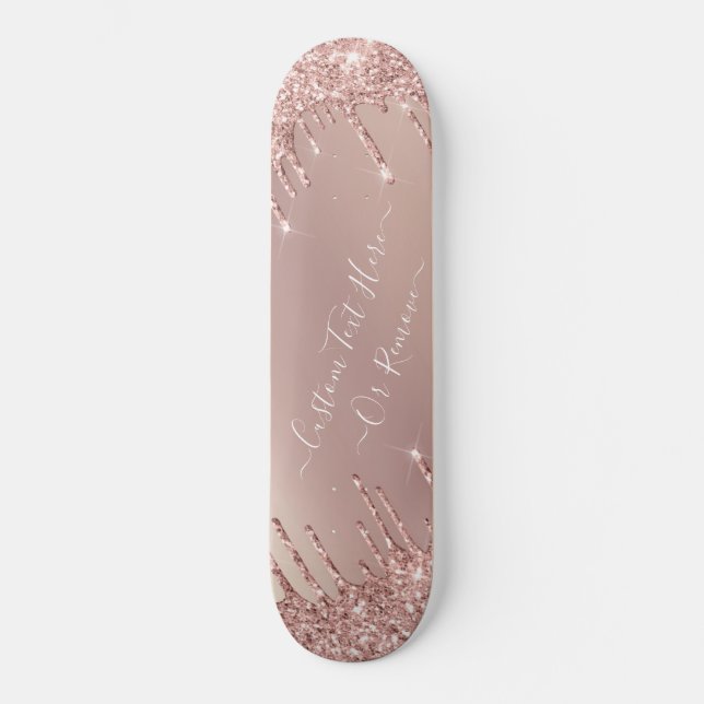 Skateboard Parties scintillant rose Gold Blush - Votre texte (Recto)