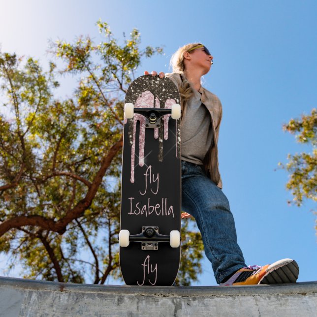 Skateboard Parties scintillant rose noire Girly Sparkle Nom p (Extérieur 1)