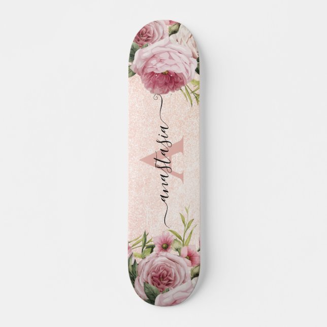 Skateboard Parties scintillant rose Rose or fleuri (Devant)