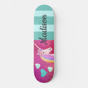 Skateboard Parties scintillant rose Unicorn Coeurs Enfants Pe