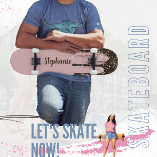 Skateboard Parties scintillant rose vif Fille Épersion Nom pe