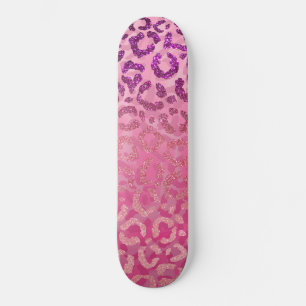 Skateboard Parties scintillant violet rose léopard Poster de 