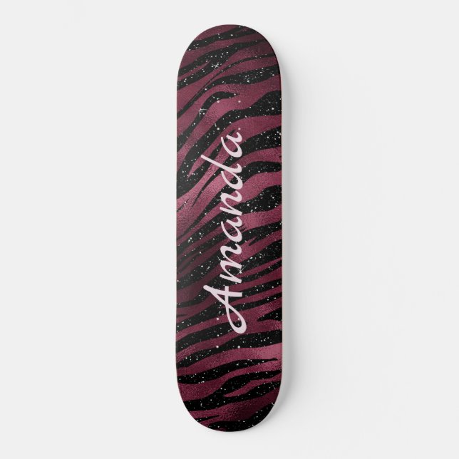 Skateboard Parties scintillant Zebra Black & Burgundy personn (Recto)