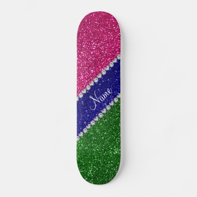 Skateboard Parties scintillantes vertes nommées (Recto)