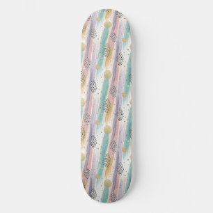 Skateboard Pastel Brushstroke & Gold Géométrique Abstrait