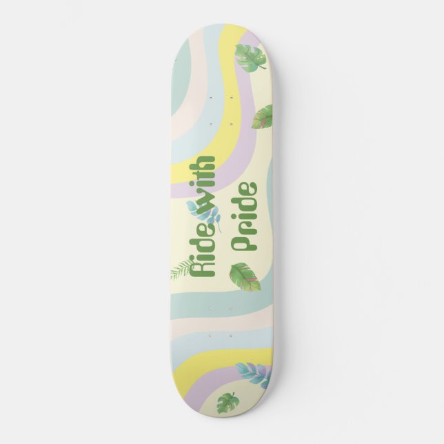 Skateboard Pastel Color Soft Aesthetic Rainbow Leaves (Recto)