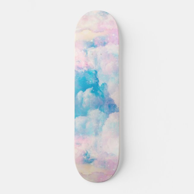 Skateboard Pastel Rainbow Ciel nuageux (Recto)