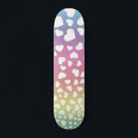 Skateboard Pastel Rainbow Hearts pour elle<br><div class="desc">Cette conception peut être personnalisée en choisissant l'option personnaliser pour ajouter du texte ou apporter d'autres modifications. Si ce produit a la possibilité de transférer la conception à un autre article, s'il vous plaît assurez-vous d'ajuster la conception pour s'adapter si nécessaire. Contactez-moi à colorflowcreations@gmail.com si vous souhaitez avoir cette conception...</div>