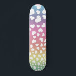 Skateboard Pastel Rainbow Hearts pour elle<br><div class="desc">Cette conception peut être personnalisée en choisissant l'option personnaliser pour ajouter du texte ou apporter d'autres modifications. Si ce produit a la possibilité de transférer la conception à un autre article, s'il vous plaît assurez-vous d'ajuster la conception pour s'adapter si nécessaire. Contactez-moi à colorflowcreations@gmail.com si vous souhaitez avoir cette conception...</div>