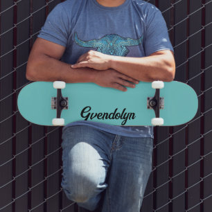 Skateboard Pastel Turquoise Calligraphie Nom   Classique tend