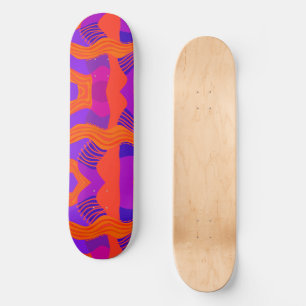 Skateboard Patchwork africain psychédélique - bleu orange vio