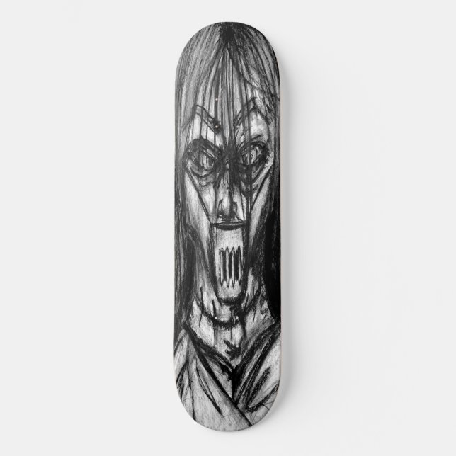 Skateboard Patient muselé en camisole de force - Dessin au fu (Recto)