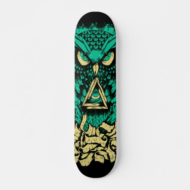 Skateboard Patin vert de hibou de triangle (Devant)