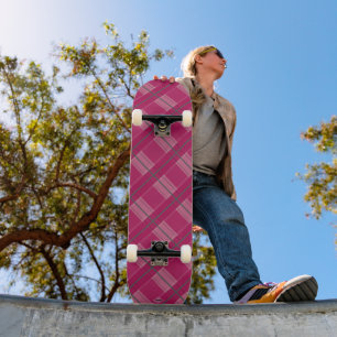 Skateboard Patinage à deux tons Plaid Pink HAMbWG
