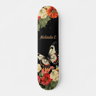 Skateboard Patinage à papillon floral cool