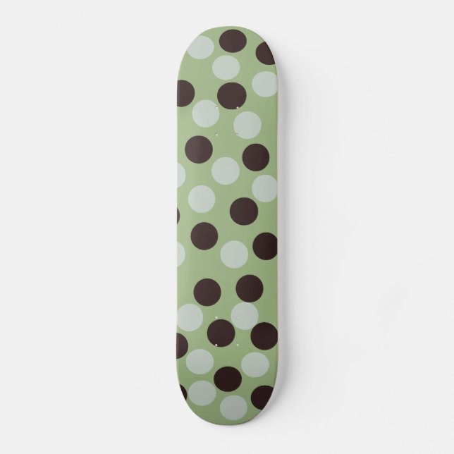 Skateboard Patinage à points Polka vert et Brown (Recto)