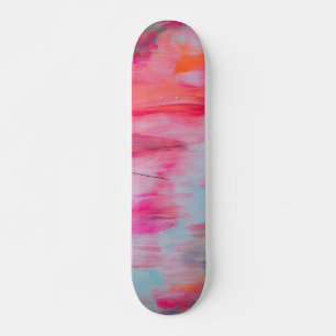 Skateboard Patinage Abstrait rose orange et blanc