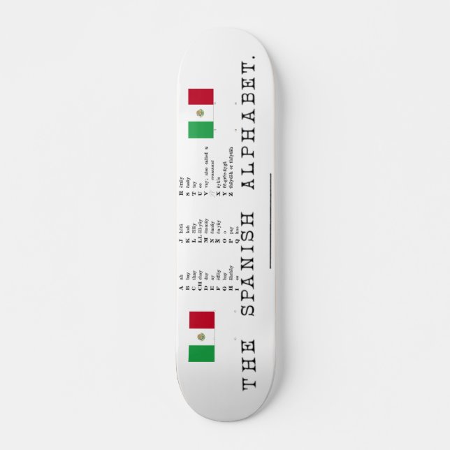 Skateboard Patinage alphabétique espagnol (Devant)