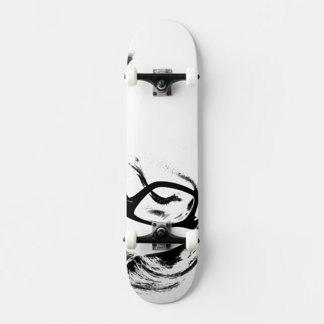 Skateboard Patinage blanc et noir (Recto)