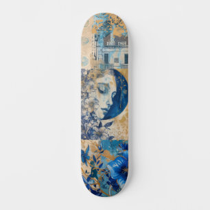 Skateboard Patinage bleu Indigo Abstrait en état de détresse