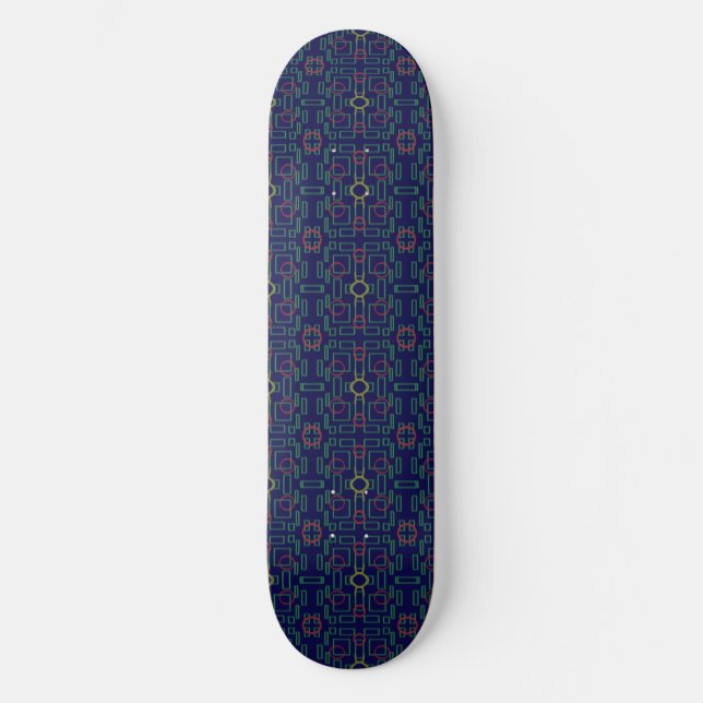 Skateboard Patinage Carré géométrique bleu (Recto)
